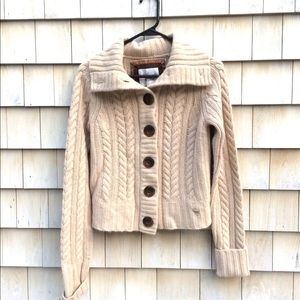 Abercrombie & Fitch tan cardigan sweater, M, EUC
